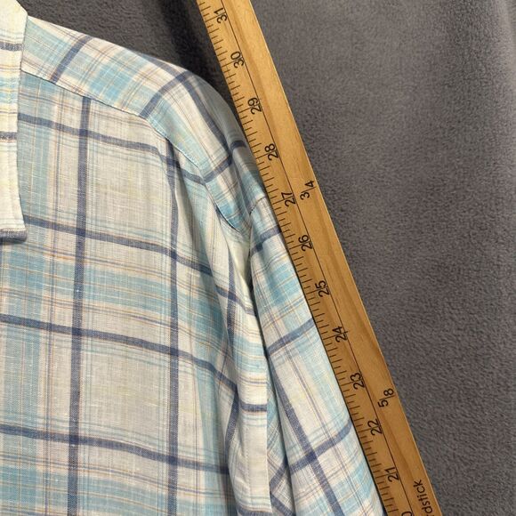 Peter Millar Collection 100% Linen Flex Finish Shirt Button Down Mens XXL Plaid - Picture 6 of 8